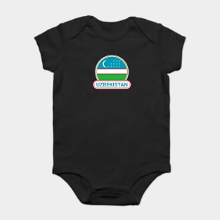 Uzbekistan Country Badge - Uzbekistan Flag Baby Bodysuit